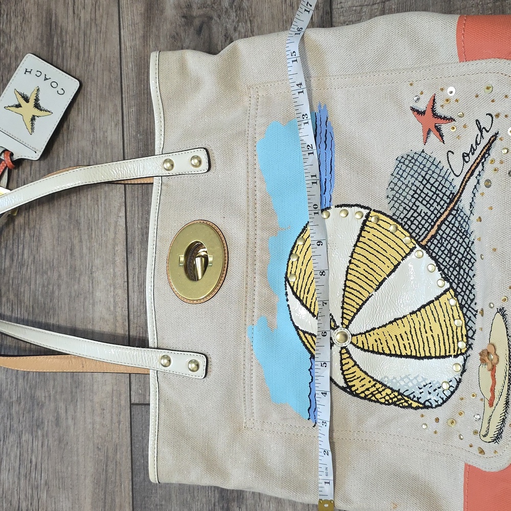 Coach Pierre Le Tan 14962 Umbrella Canvas Tote Shoulder Bag Embellished - Picture 15 of 16